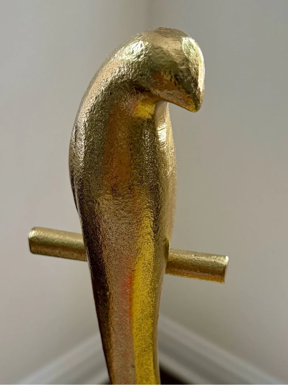 Gold Parrot Figure on Stand